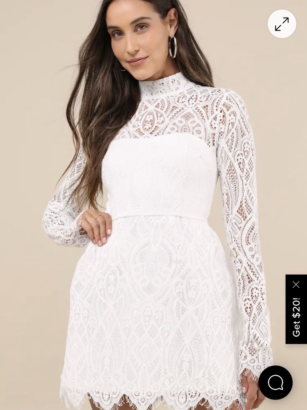 Lulus Lace Be Honest White Lace Long Sleeve Shift Dress